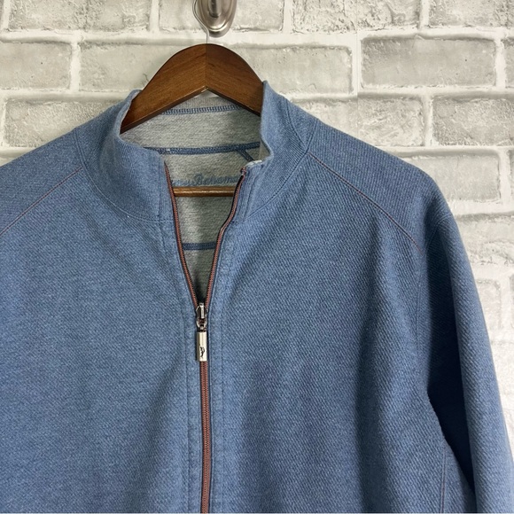 Tommy Bahama Reversible Full Zip Light Blue Neutral Sweater Jacket Sz XL - Picture 2 of 6